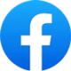 Blue circle with a white lowercase "f" in the center, representing the Facebook logo.