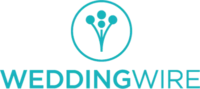 WeddingWire logo featuring a stylized bouquet of flowers inside a circle above the company name in teal capital letters.